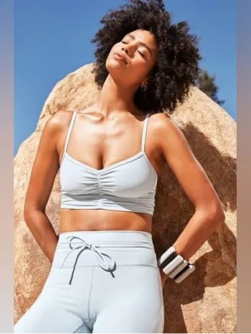 L*Space Soren Top Ribbed Cinched Front Sports Bra - Size Medium